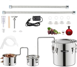 DESENNIE 5Gal 20L Moonshine Still with Electric Circulating Pump, Water Alcohol Distiller with Thumper Keg, Copper Tube Di...