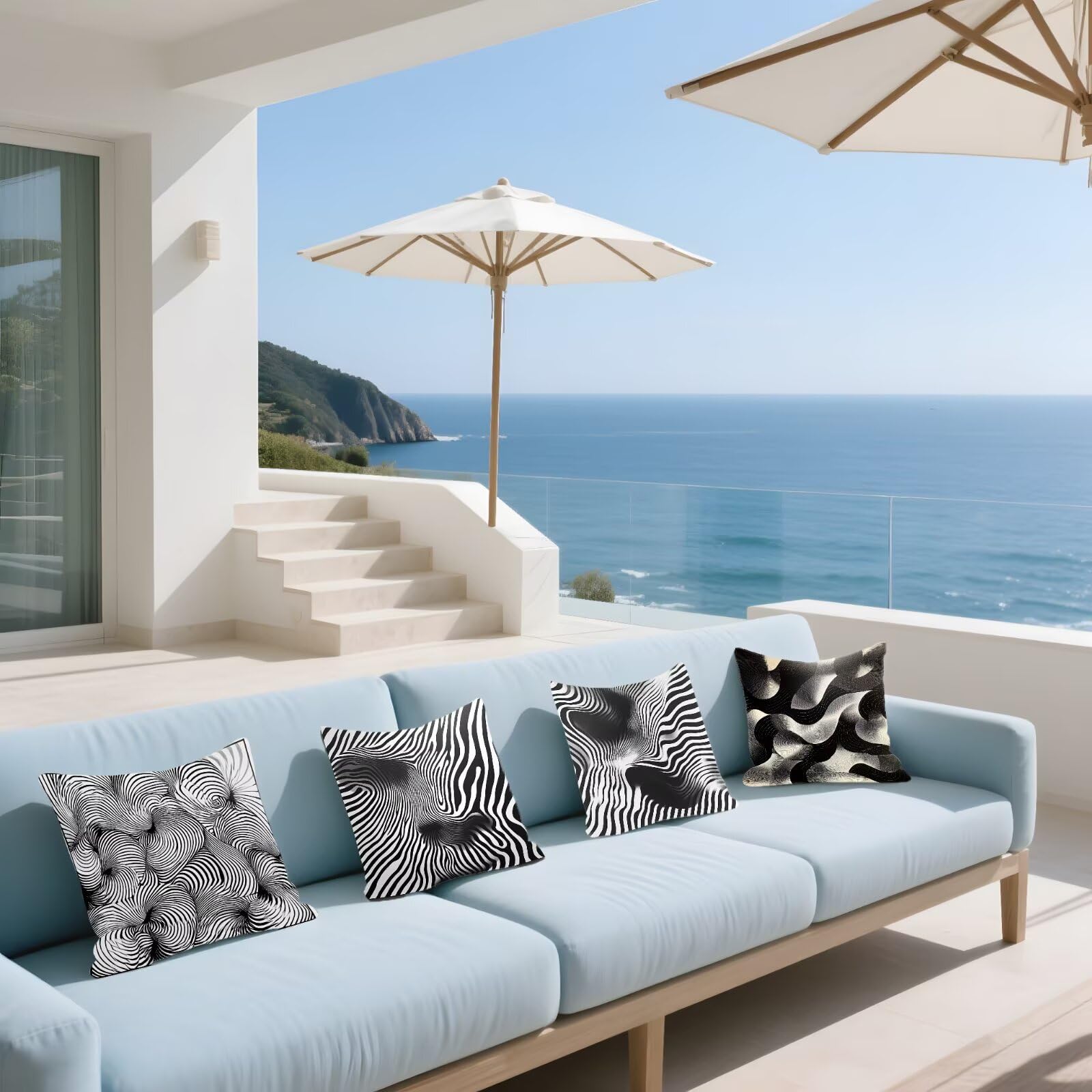 Cojines Sofa Fundas Cojines 40x40cm SúPer Suave Cojin Geometría Raya Juego de 4, Fundas Almohada Impermeable Exterior, Interior Y Exterior Cojin Decorativos, Para JardíN SalóN Regalos NavideñOs P-335