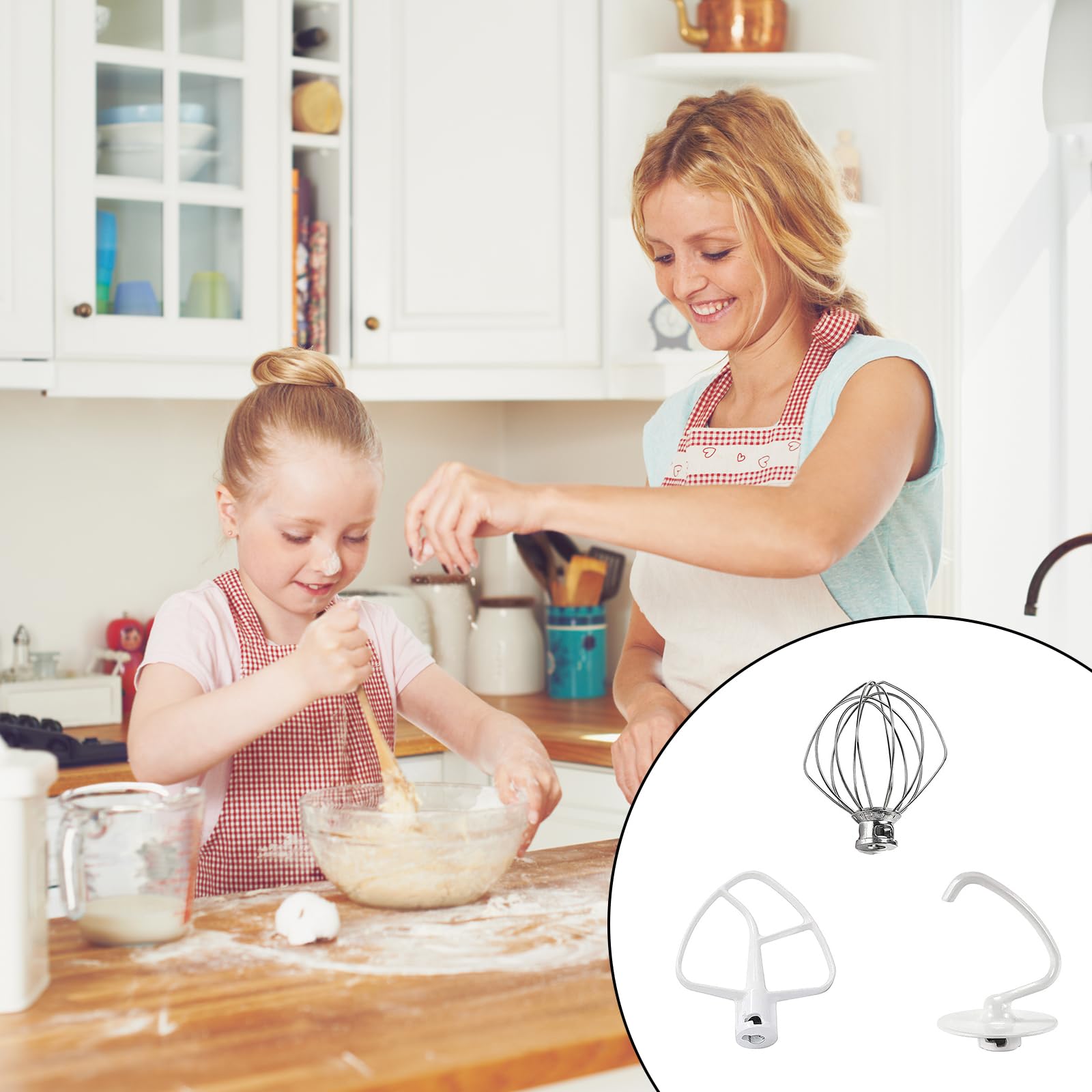 Juego de Accesorios para Máquina de Cocina, 3 Piezas Kitchen Accesorios Fabricados con Batidor K45WW Gancho para Masa K45DH Y Batidor Plano K45B para Preparar Una Variedad de Deliciosos Platos