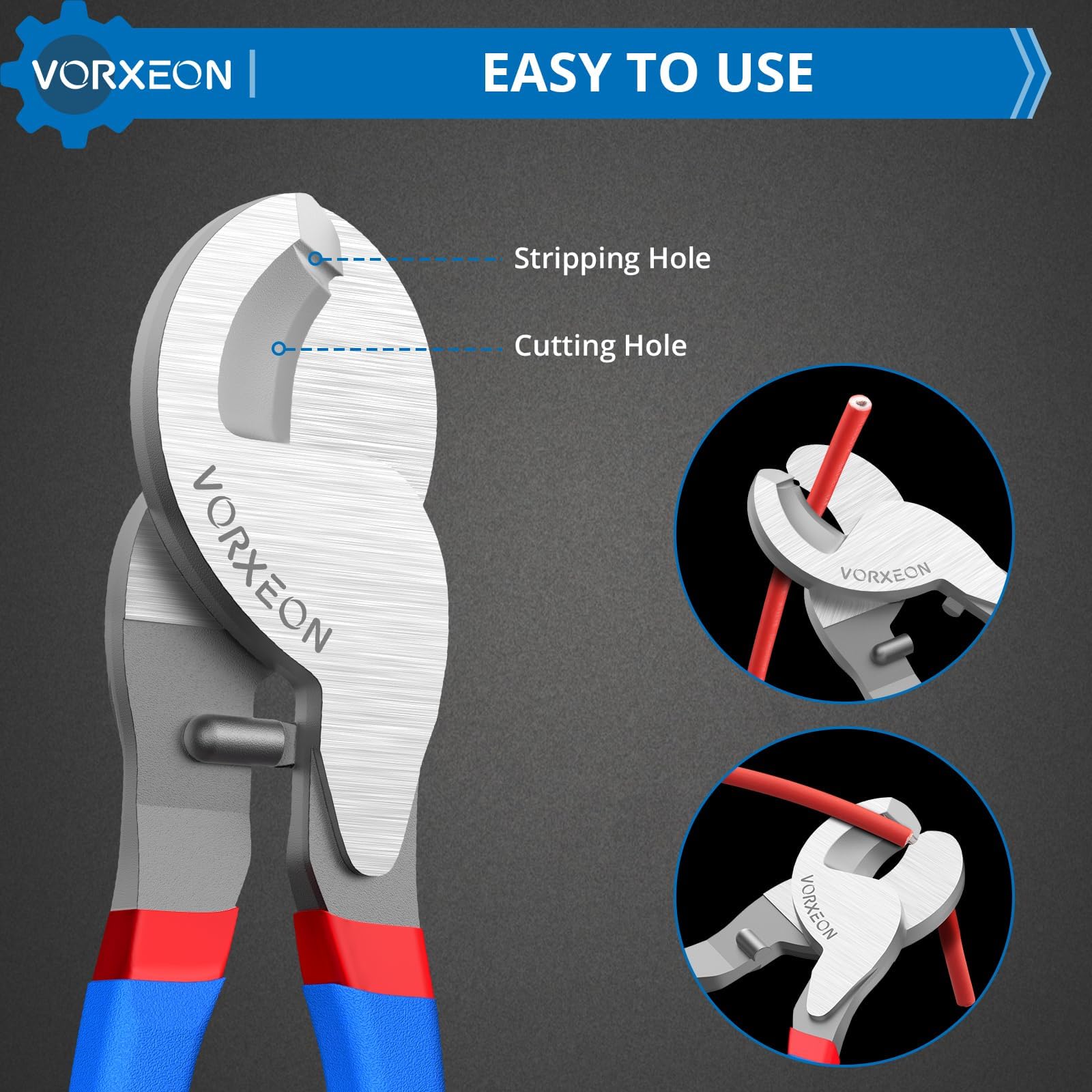 VORXEON 10-Inch Cable Cutter - Heavy Duty -5 VORXEON 10-Inch Cable Cutter - Heavy Duty -5
