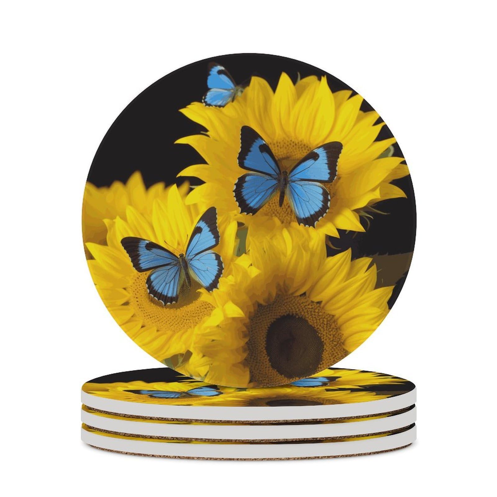 Dessous-de-verre céramique à motif tournesol, idée cadeau déco table