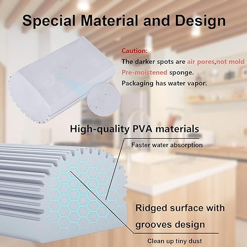 Miniatura 3 de Paquete de 6 esponjas húmedas limpias, borrador de esponja mágica para tareas domésticas, esponja de limpieza reutilizable para persianas, platos,