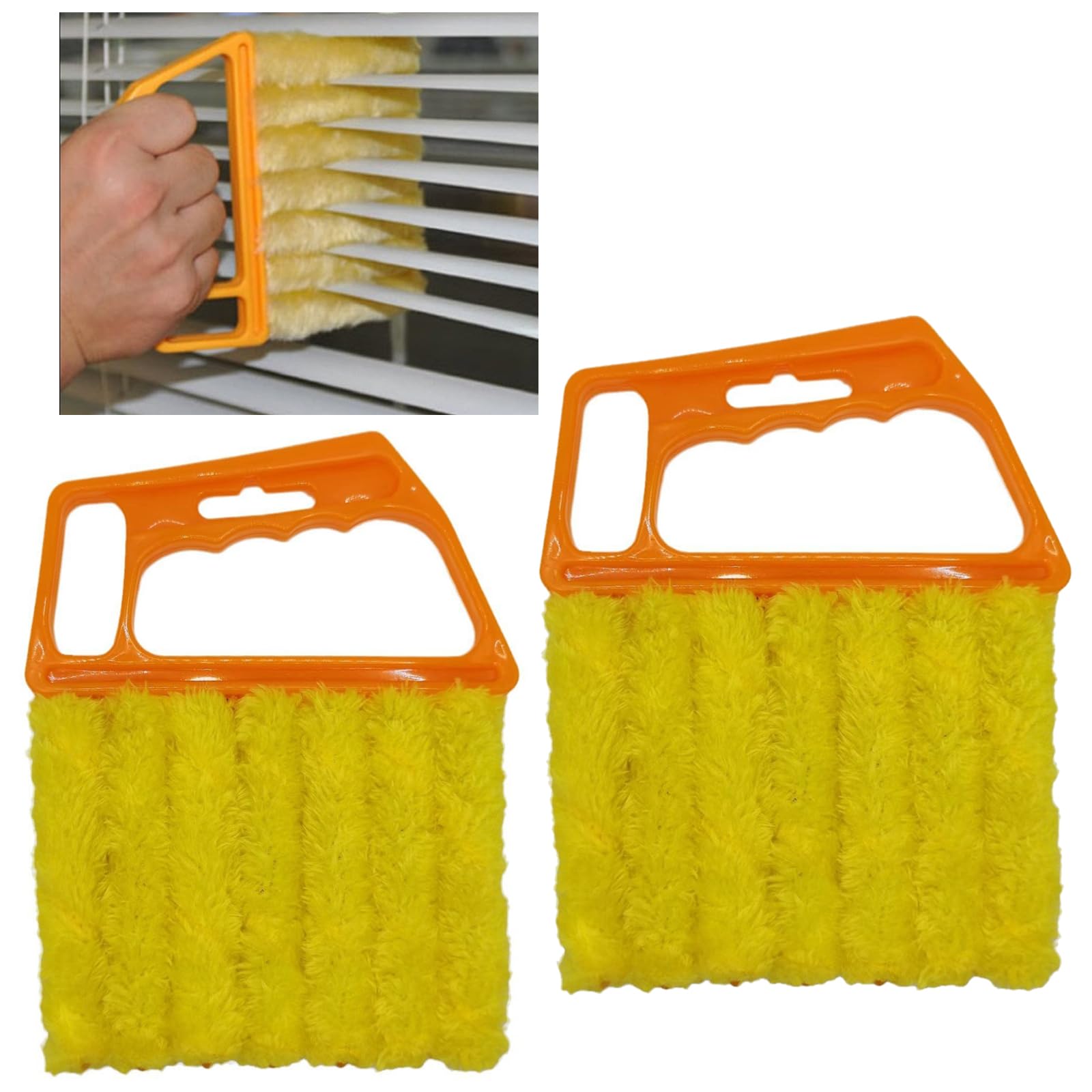 Gouccpu Orange Universal Blind Cleaning Brush,Microfiber Venetian Blind Cleaner Brush Tool,Shutter Brush Works On Vertical/Horizontal Blinds For Dust Removal,Reusable & Washable,2 Pack (Orange)