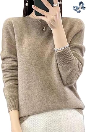 100% Cashmere Sweaters for Women Crew Neck Long Sleeve Soft Pullover Sweater Womens Cashmere Sweater