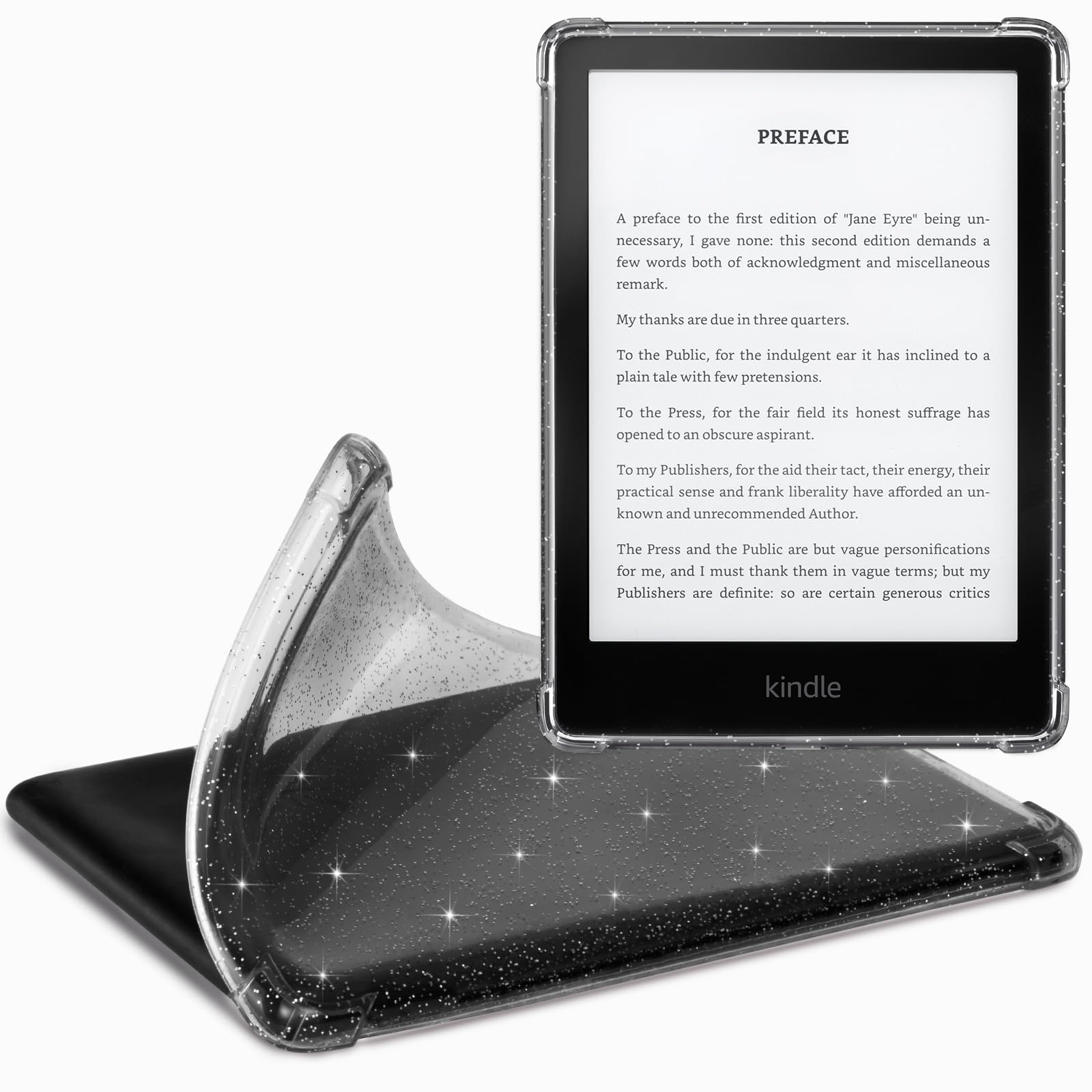 CoBak Clear Case for All-New Kindle Paperwhite 11th Gen 2021 &amp; Signature Edition(6.8") - Lightweight, Scratch-Proof Silicone Back Cover, Black Glitter