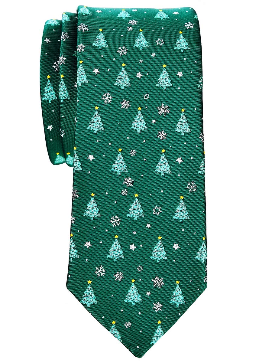 RetreezChristmas Tree and Snowflakes Pattern Microfiber 2.4" Skinny Tie