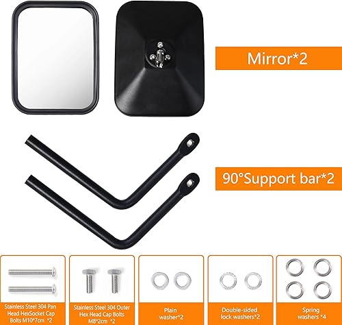 Miniatura 7 de Doors Off - Espejos retrovisores para Jeep Wrangler JK JL 4XE Gladiator JT 2007-2025 Accesorios de montaje en bisagra de puerta, antivibración,