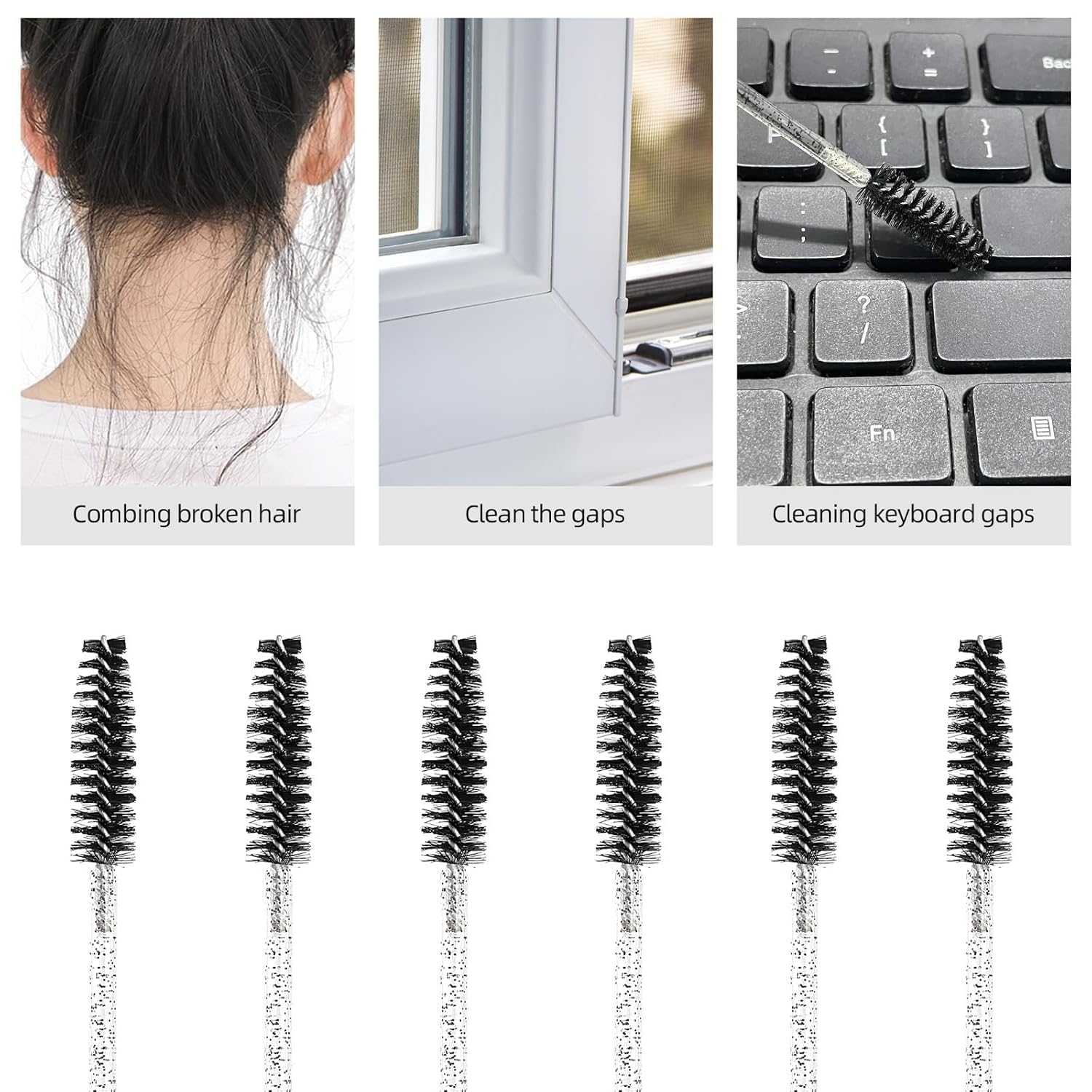 500 Pieces Eyelashes/Eyebrows Brushes, 10CM Lash Removal Cleaning Tools, Crystal Handle - Image 4