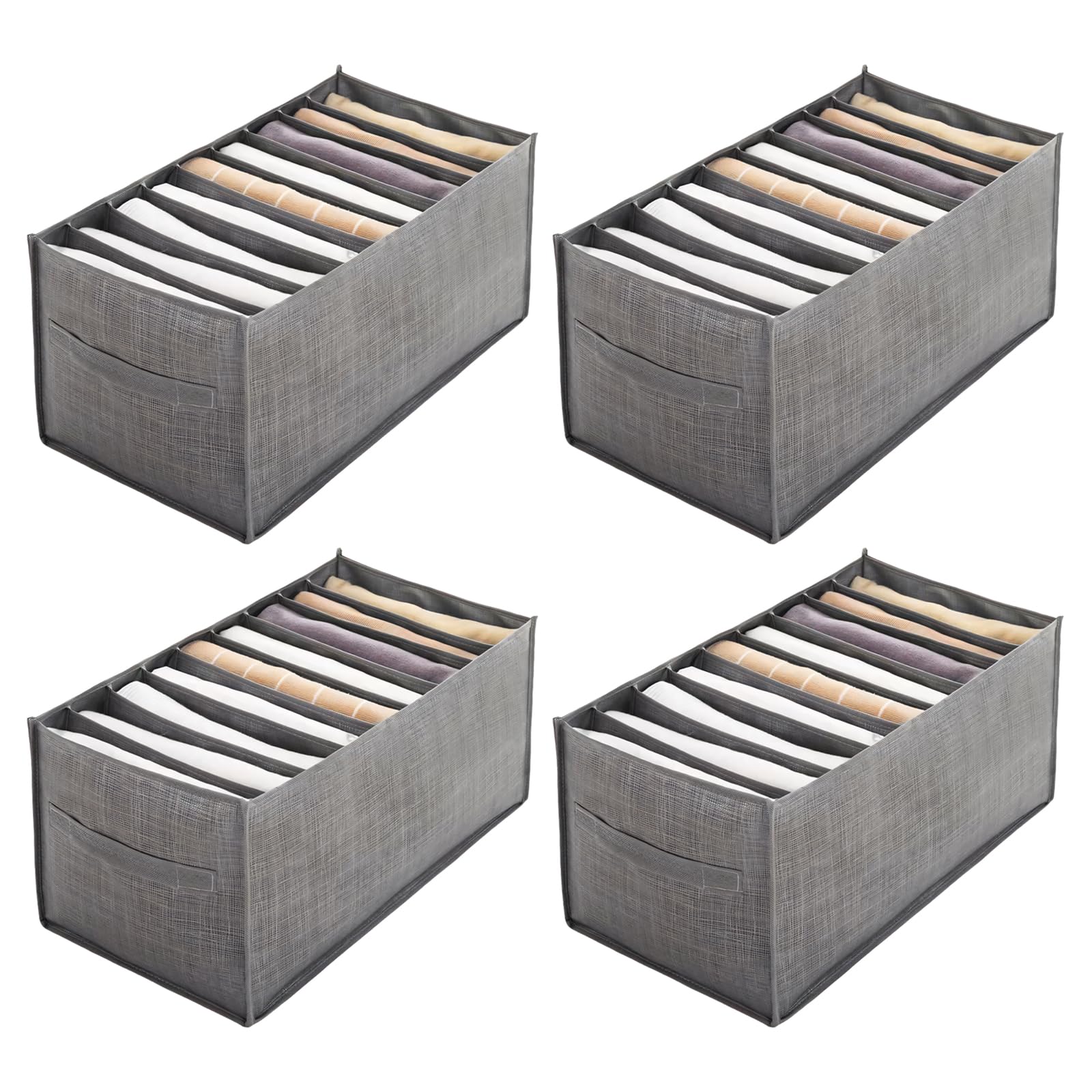 Xinsheinelry 4 Pack Multi Section Organizing Boxes Crafted From Breathable Silver Net Great for Closet Arrangement Space Saving Storage Bins