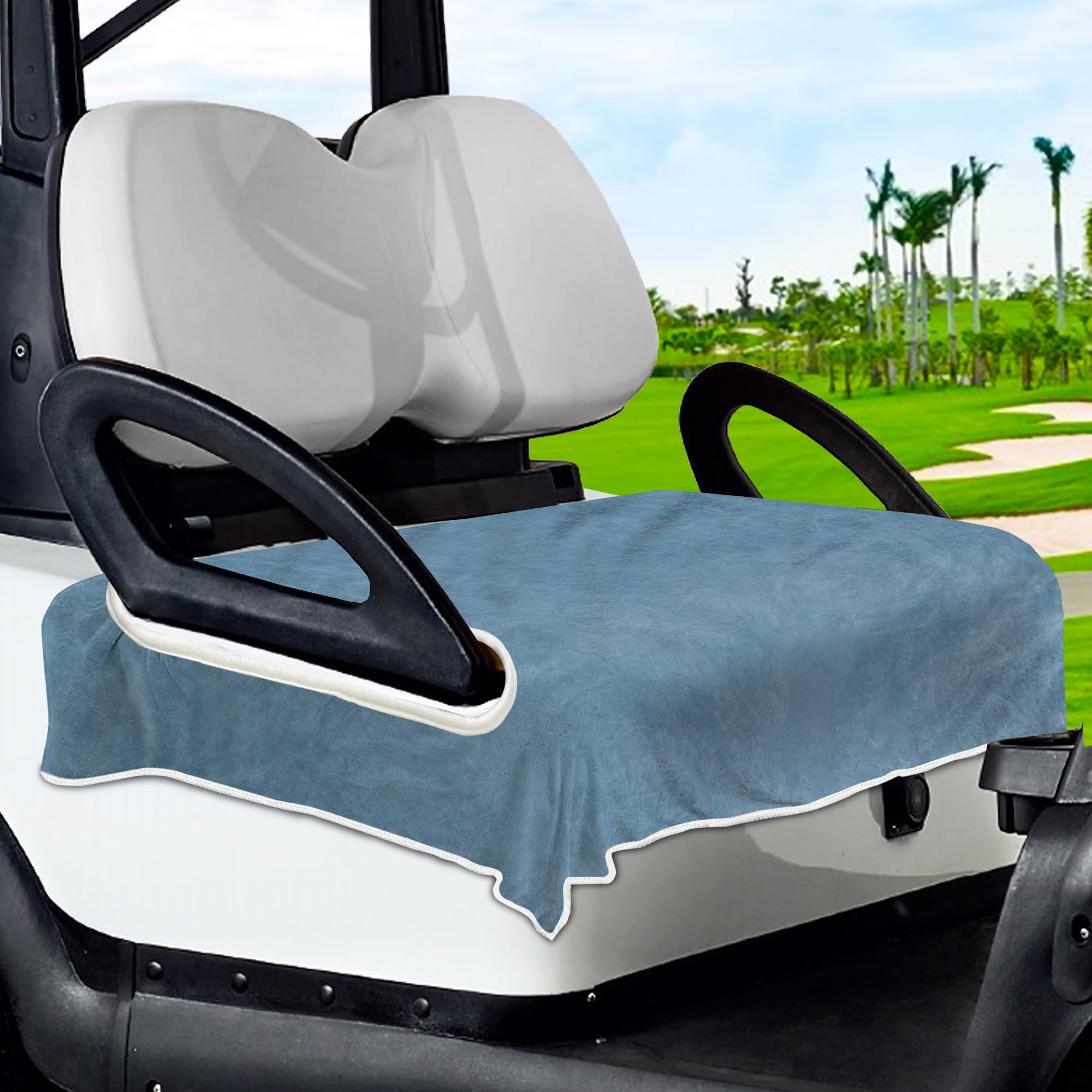 YOKYHOM Golf Cart Seat Covers, Grey Blue Golf Cart Seat Towel Blanket Keeps Seat Cool and Clean, 100% Microfiber, Suits EZGO, Yamaha, Club Car and More 2-Seat Golf Carts, 51''x 31''