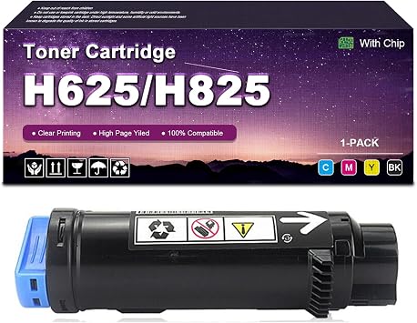 H625 H825 S2825 Replacement Toner Cartridge with Chip for DELL 593-BBOW 593-BBOX 593-BBOY 593-BBOZ for H625 H625cdw H825 H825cdw S2825 S2825cdn Printer Cyan
