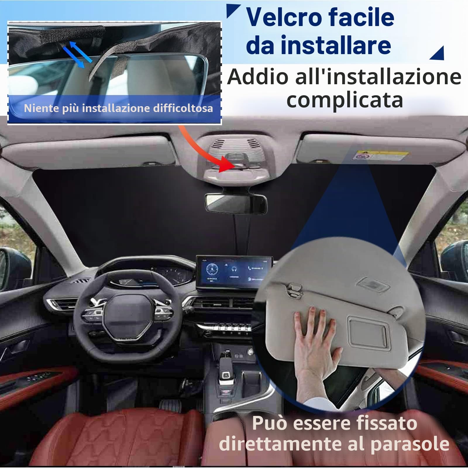 SHAOHAO Peugeot 3008 2016-2024 Parasole pieghevole, protezione dai raggi UV e dal calore, parabrezza Accessori per auto Parasole accessori peugeot 3008