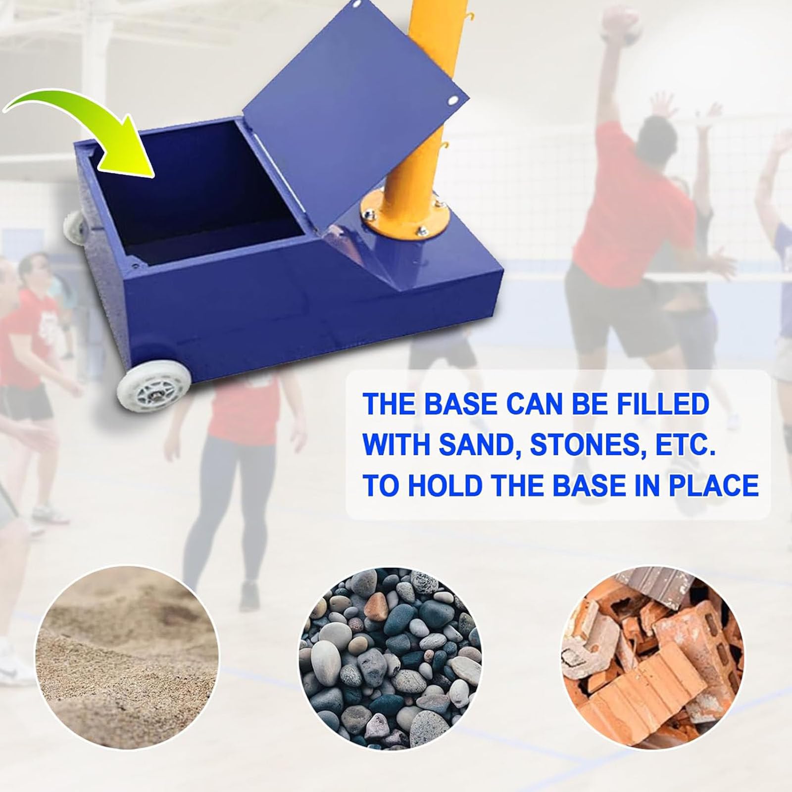 Poste de voleibol y bádminton, post de voleibol portátil con red de voleibol y bádminton, altura ajustable de 1,5 a 2.1m, soporte móvil para red de voleibol, para interiores y exteriores,Green