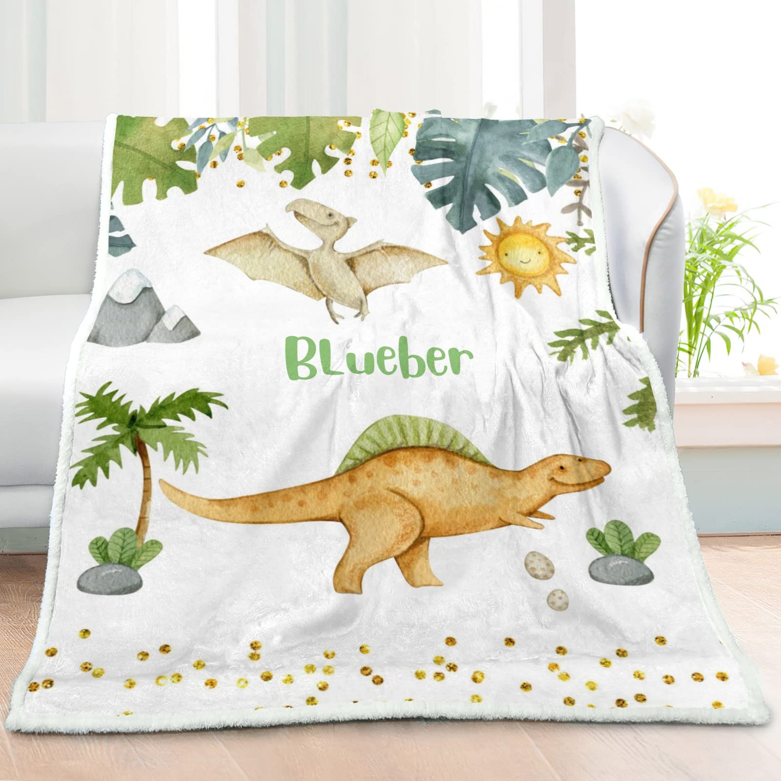 Personalized Dinosaur Baby Blanket – 30x40 Inch, Super Soft Fleece, Custom Name Blanket - View #6