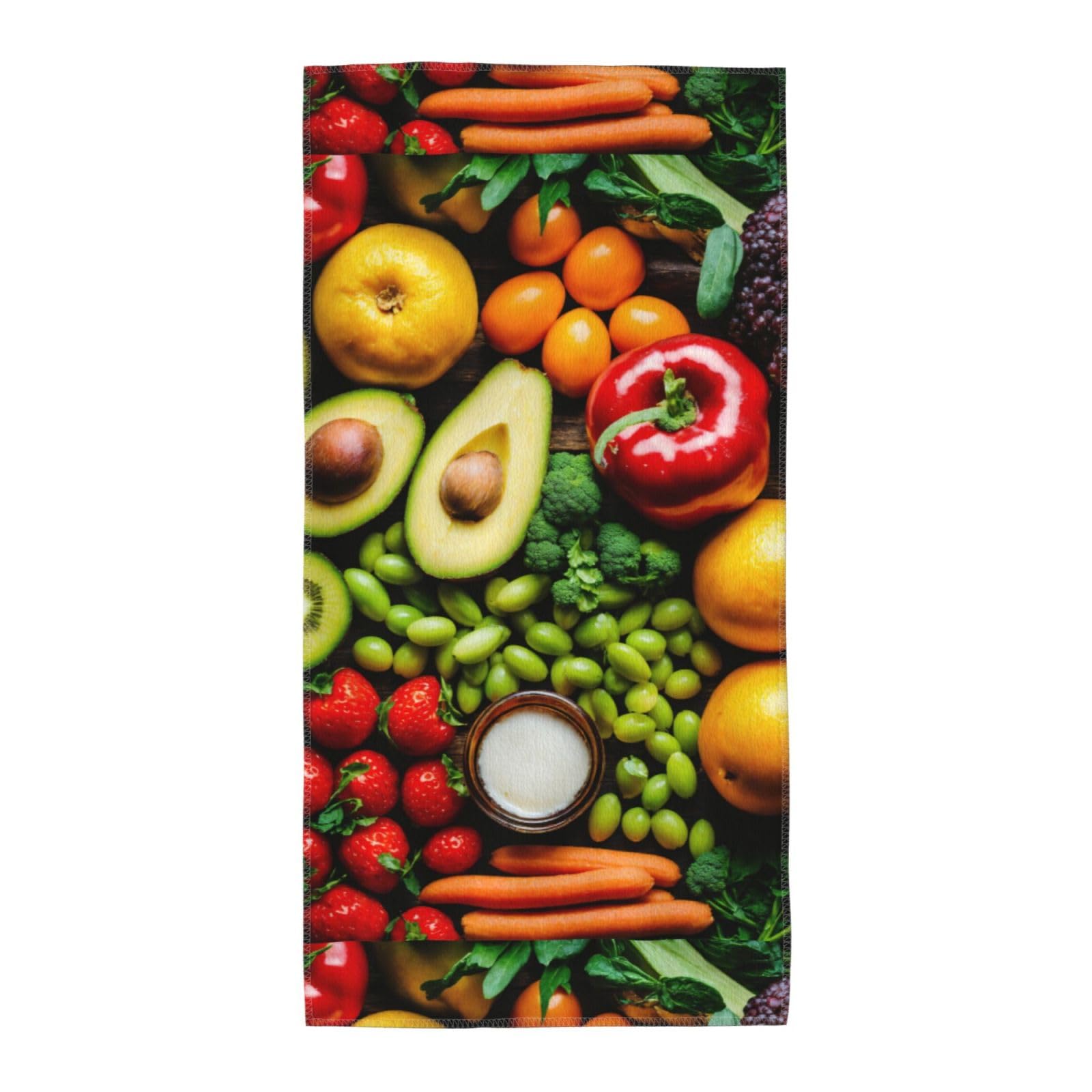 Cbaaghh Vegetable Fruit Print Towel, Towels Thick Face Towels Fast Drying Washcloth For Bath, Spa, Gym