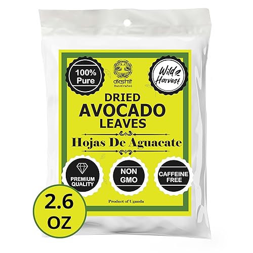 Akshit Hojas secas de aguacate, hojas naturales, hojas de aguacate secas, té de hojas, té de hierbas, sin OMG, sin cafeína, paquete de 1