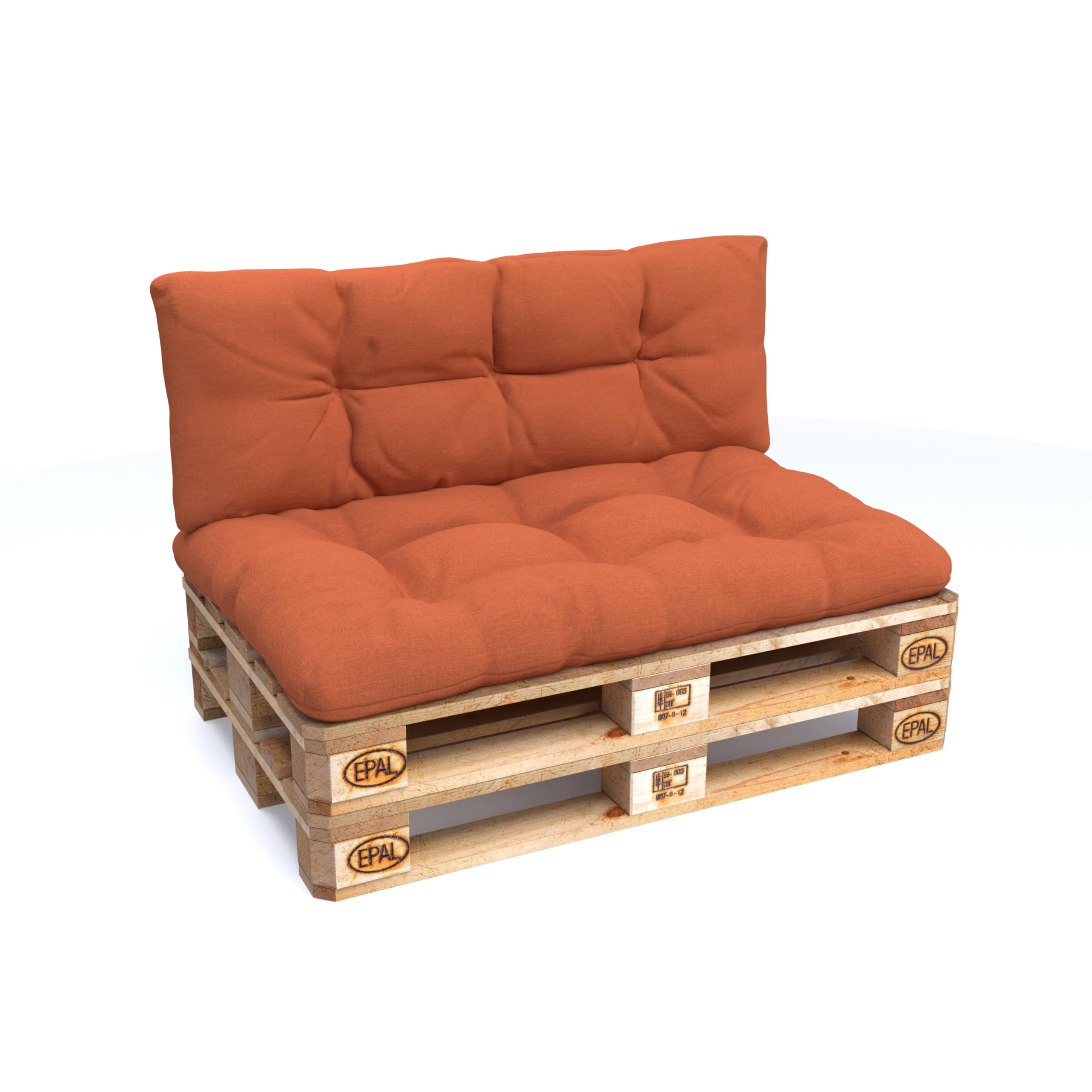 POKAR Euro Pallet Quilted Pillow - Set of 2: Seat Cushion 120 x 80cm + Back Cushion 120 x 40cm, Garden Pillows Sofa, Patio, Without Pallets, Orange — image 1