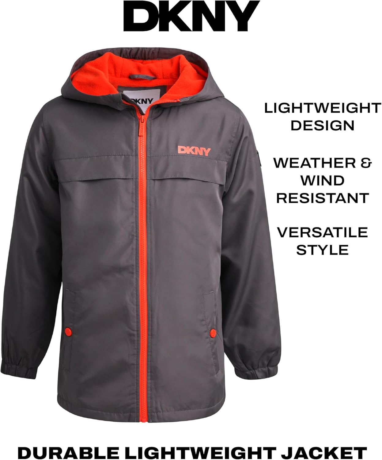DKNY Boys Fleece Jacket - Water and Wind Resistant Polar Fleece Lined Boys Windbreaker Jacket - Cozy Outerwear Kids Jackets - Image 2