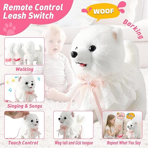 Miniatura 8 de Walking Barking Dog Toy Singing Puppy Set, Repeat What You Say Teddy with Control Leash Electronic Dog, Touch or Voice Control Realistic Robot