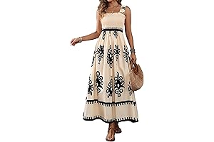 Womens Square Neck Smocked Midi Dress 2024