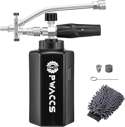 Miniatura 10 de PWACCS Cañón de espuma para lavadora a presión, cañón de espuma ajustable para lavado de autos, lanza de espuma de nieve de boca grande con conexión