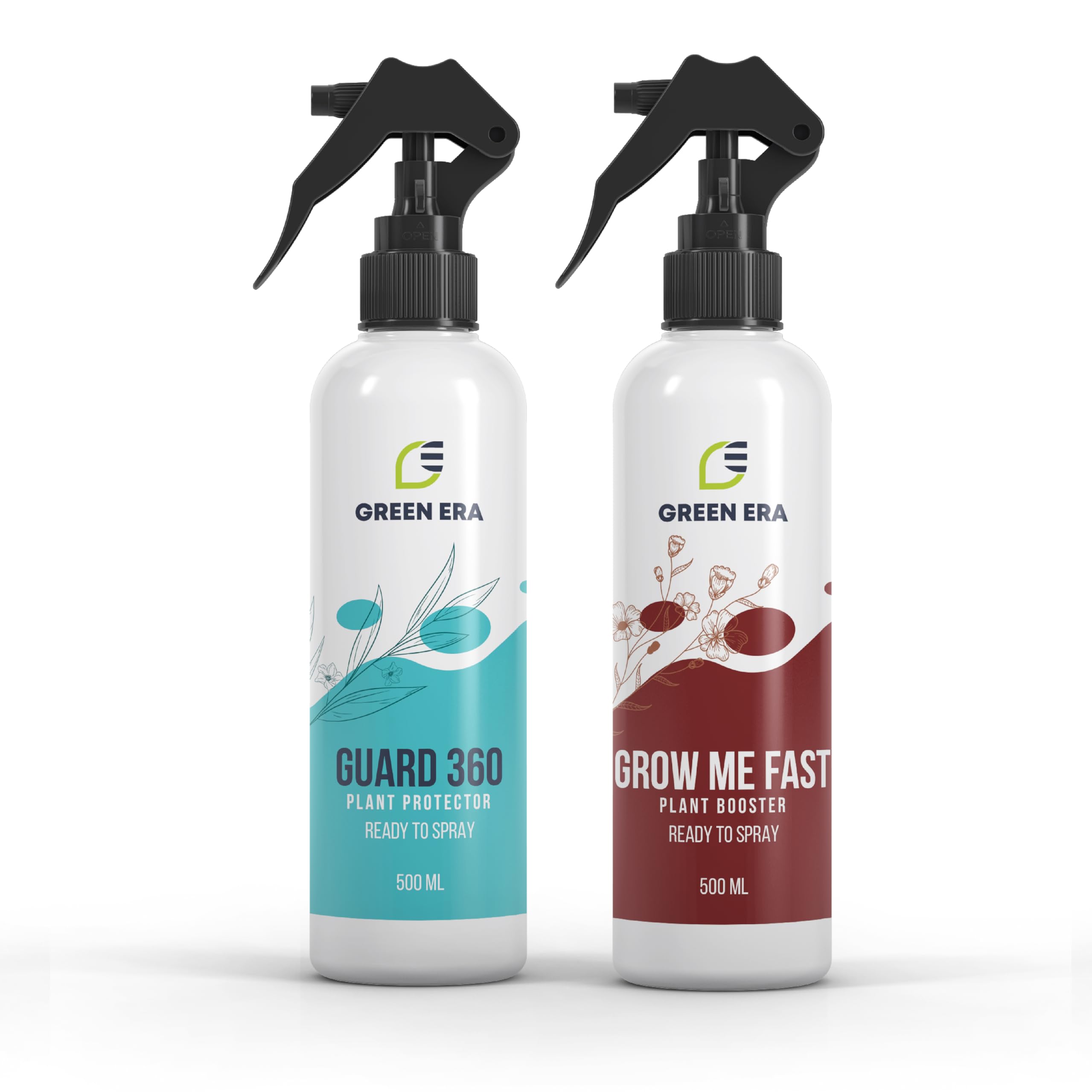 Green Era Plant Growth Booster Combo | Grow Me Fast 500 ML + Guard 360 500 ML Combo | Organic Liquid Fertilizer & Plant Protector Spray For Indoor-Outdoor Plants | Ready to Use