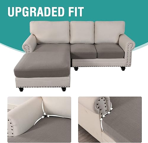 Miniatura 2 de cjc Fundas de sofá de 3 piezas para sofá modular en forma de L, elásticas, más gruesas, de jacquard separado, funda de sofá para sala de estar,