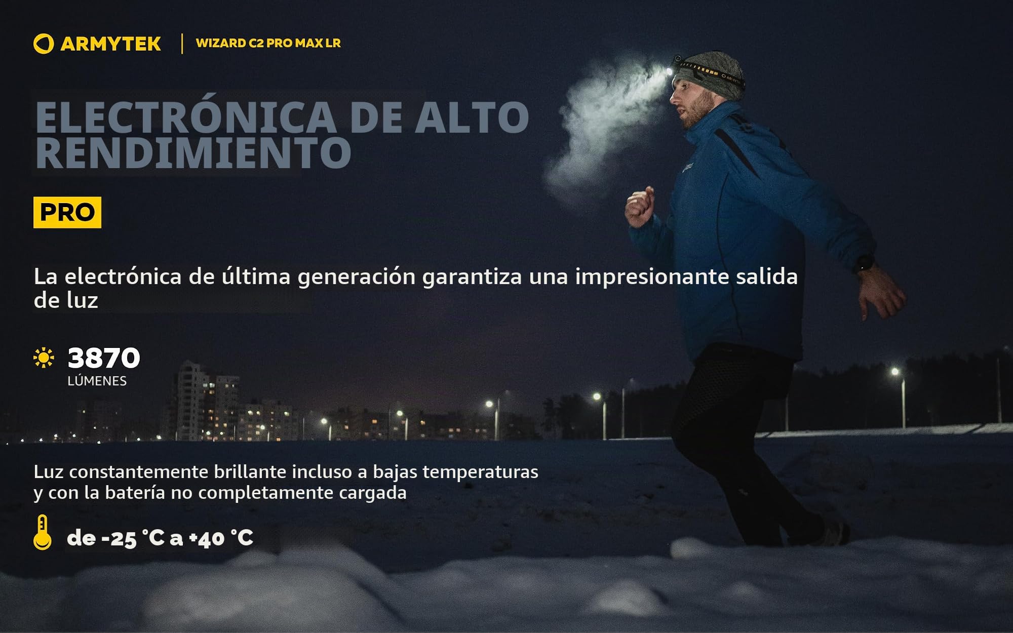 Armytek Wizard C2 Pro Max LR Warm LED Linterna con clip para cinturón, con estuche para batería 3870 lm 151 g