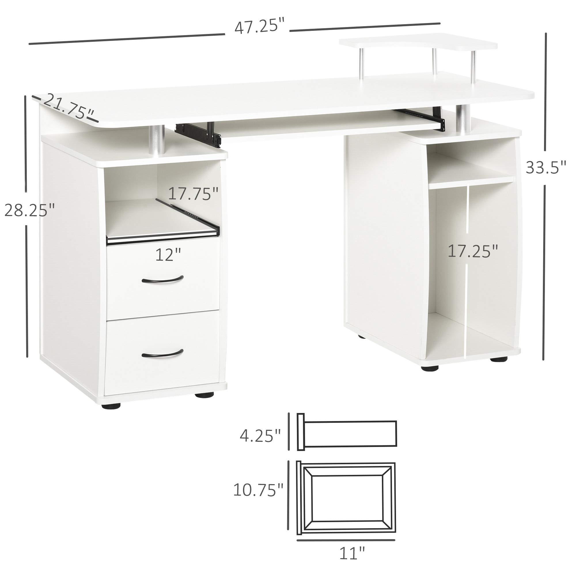 MultiFunction Computer Desk Home Office Workstation with