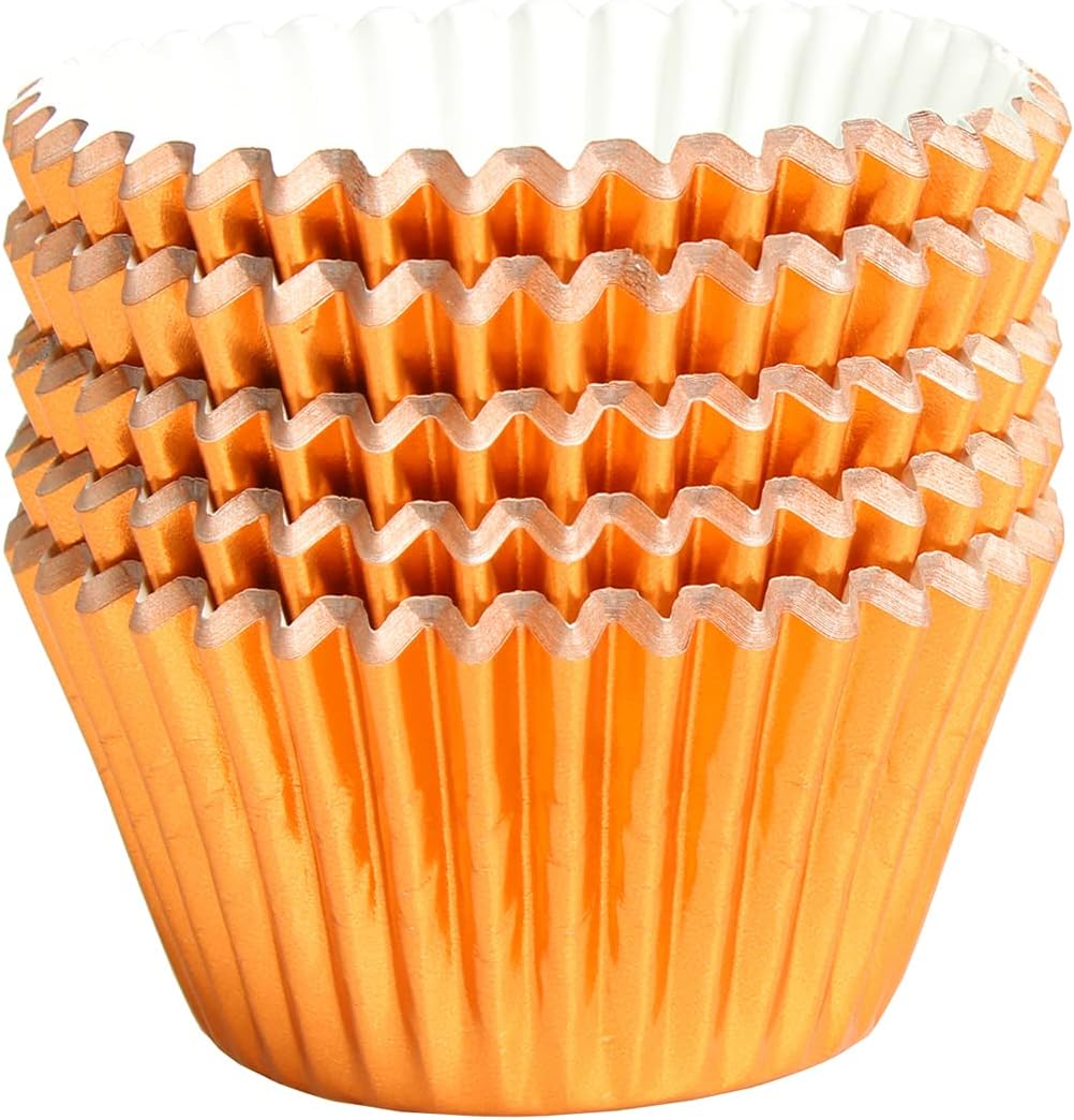 100Pcs Foil Cupcake Cup Liners, Foil Baking Cups, Foil Cupcake Liners for Baking