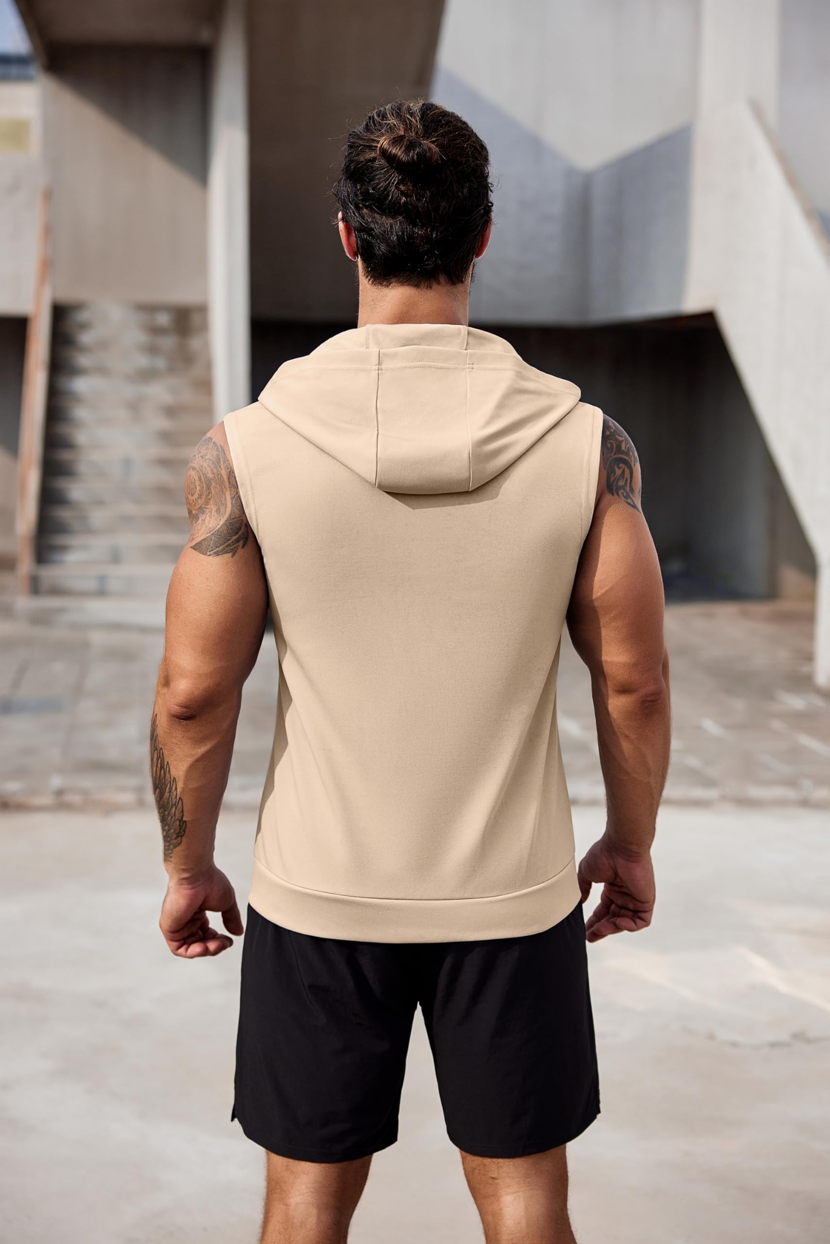 COOFANDY Herren Workout-Kapuzen-Tank-Top, 2er-Pack, mit Reißverschluss, ärmellos, Fitness-Shirts, Muskel-Cut-Off-T-Shirt, Bodybuilding-Kapuzenpullover