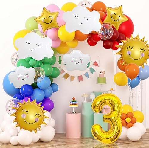 Miniatura 6 de 9 globos de papel de aluminio con diseño de flor de sol, cara sonriente, número de cumpleaños, suministros de fiesta de cumpleaños de sol,
