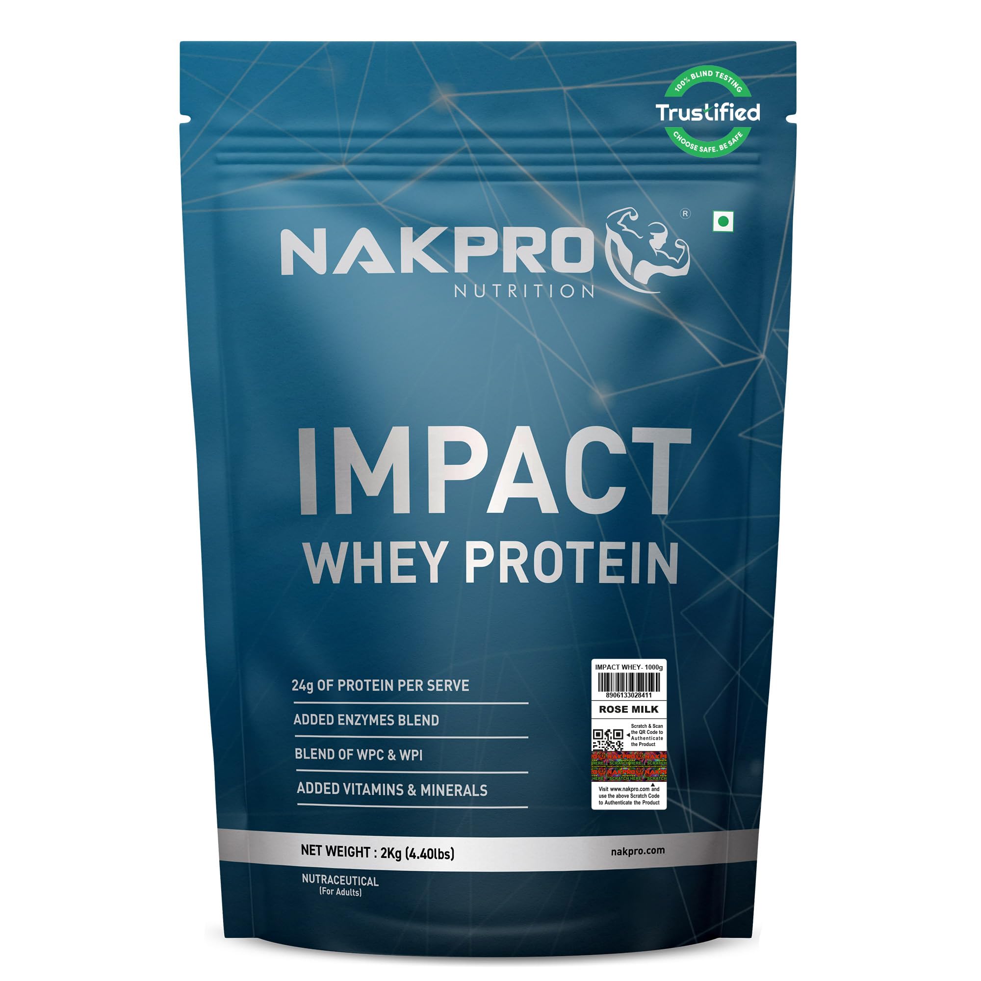 NAKPRO NUTRITION Impact Whey Protein Isolate & Concentrate | 1 kg | 24g Protein | Coffee | Trustified Certified | Added Digestive Enzymes, Vitamins & Minerals — Amazon image 12
