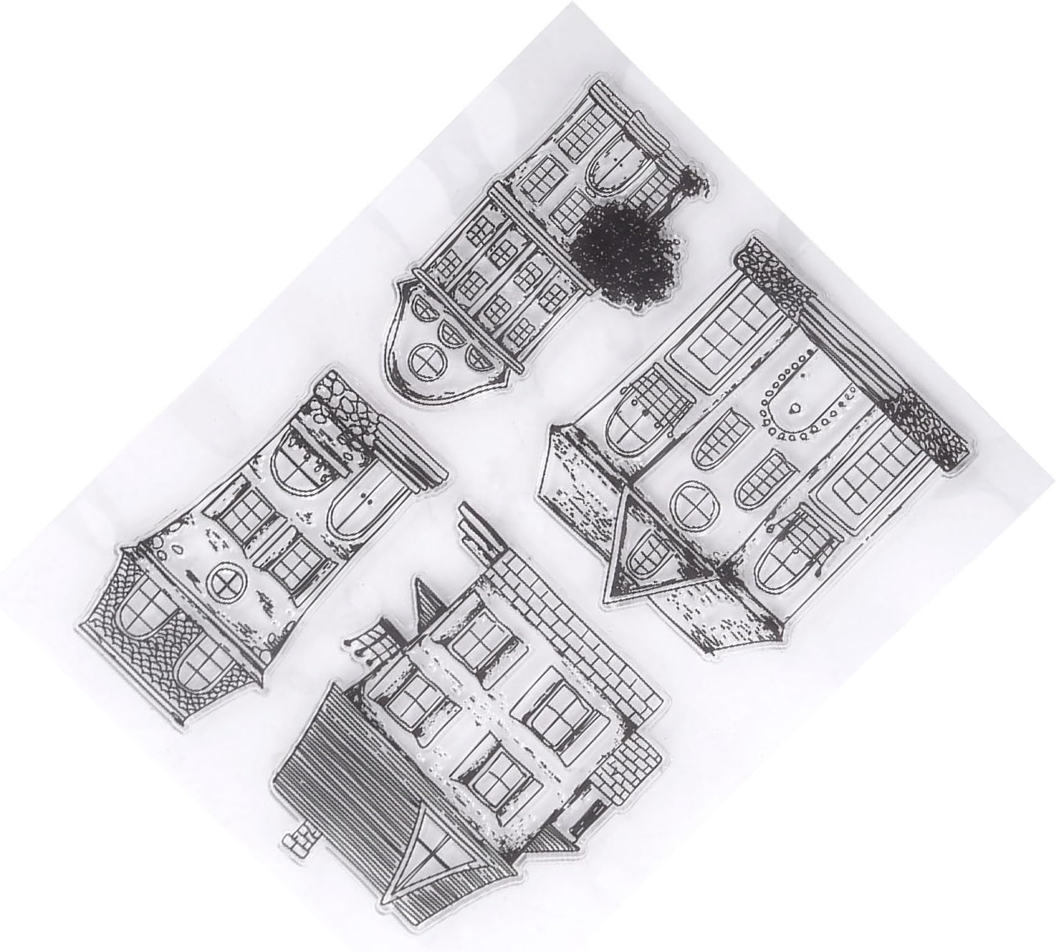 Fafeicy Silicone Stamps for Scrapbooking Clear Transparent Stamp Set Houses Pattern for Card Making Journal Decor Paper Crafting
