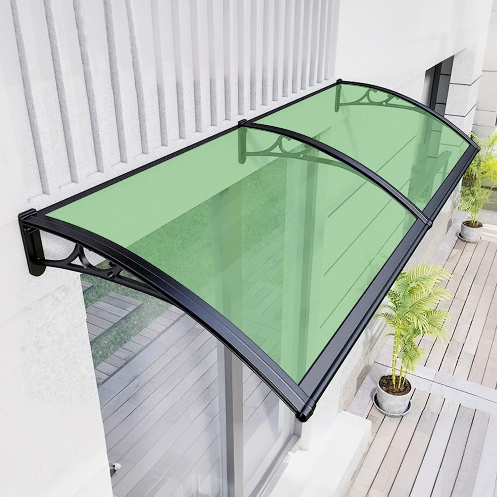 GJZQDKX Patio Entrance Awning Rain Protection Canopy for Porch & Garden Polycarbonate Cover UV & Snow Resistant 23.6x78.7in - Green Outdoor Shelter