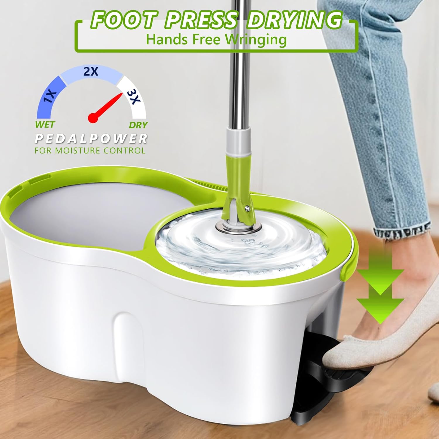 Spin Mop Bucket System,Masthome 360°Spin Mop and Bucket with Wringer Set,EasyWring Microfiber Mop with 3 Mop Pads,Spinning Floor Cleaning System for Floor Cleaning - Home & Office Suitable
