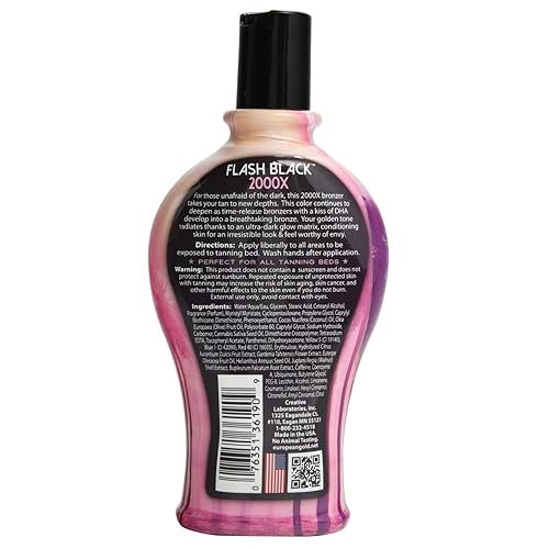 Miniatura 2 de European Gold Flash Black 2000X Loción bronceadora para interiores con bronceadores DHA de liberación prolongada, 12 onzas