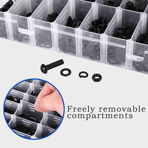 Miniatura 4 de Juego surtido de tornillos y tuercas de máquina métrica, 1640 piezas, M2, M3, M4, M5, cabeza de botón hexagonal, juego surtido de tornillos