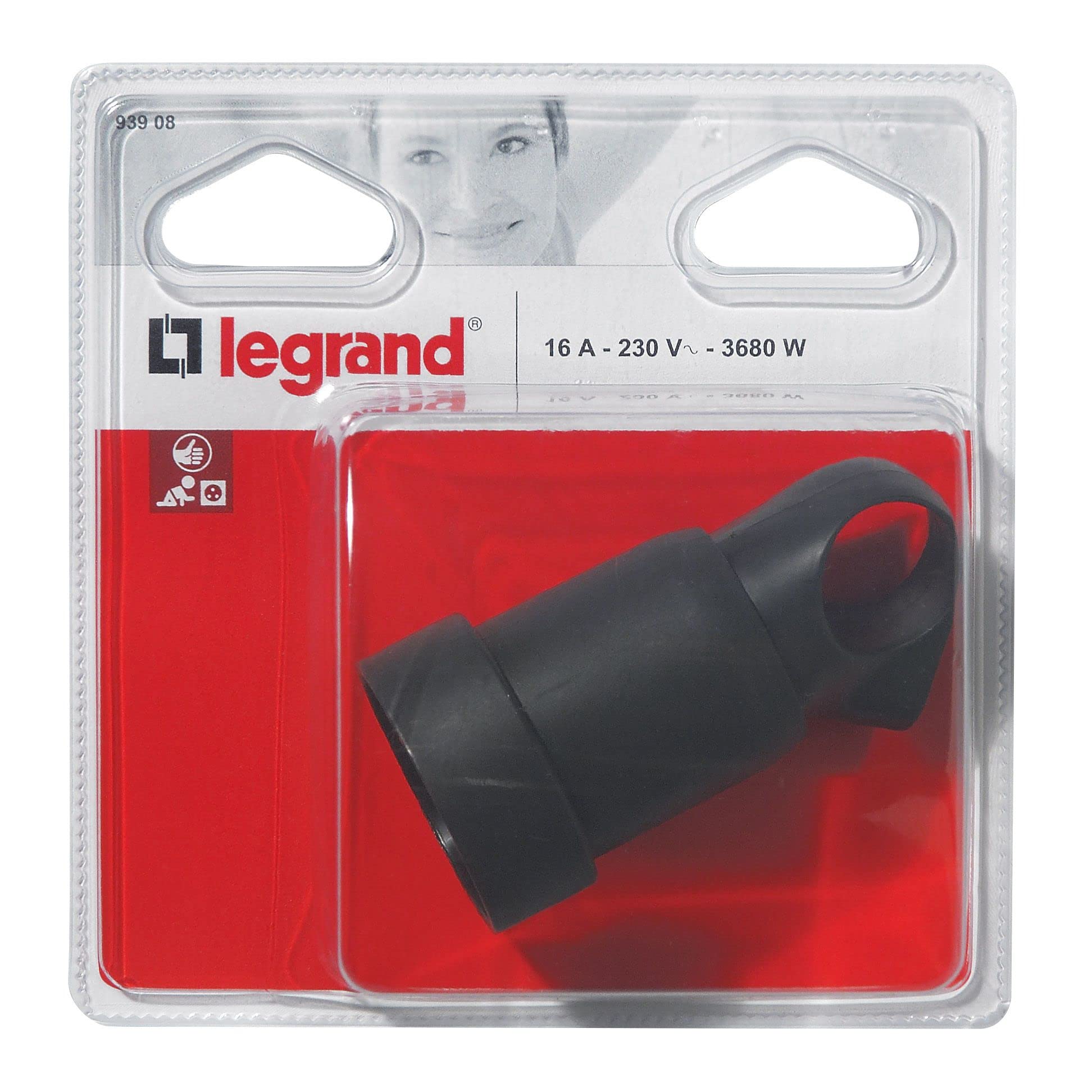 LEGRAND | Prolongateur 2P+​T 16A Franco-​Belge, Anneau Fixe Plastique Noir, Sortie Droite, Raccordement Avec Serre-​Câble À Vis, Capacité Des Bornes 1,​5mm²