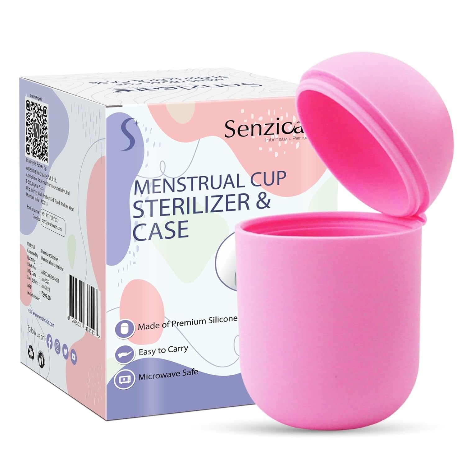 Senziwash Menstrual Cup Sterilizer and Case EasyToUse Kills 99