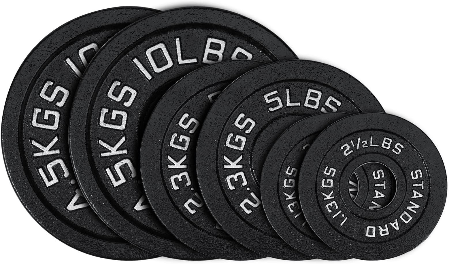 AboveGenius Cast Iron 2-Inch Olympic Weight Plates Set for Strength Training, Weightlifting and Crossfit in Home & Gym, Barbell Free Weight Plate Set (Medium (35 LB Plate Set))