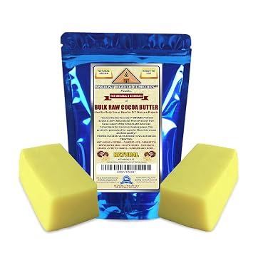 ANCIENT HEALTH REMEDIES Organic Unrefined Raw NATURAL COCOA (CACAO) BUTTER BLOCKS Bulk Size Rich Chocolate Aroma For Lip Balms Stretch Marks DIY Base for Body Butter (8oz)
