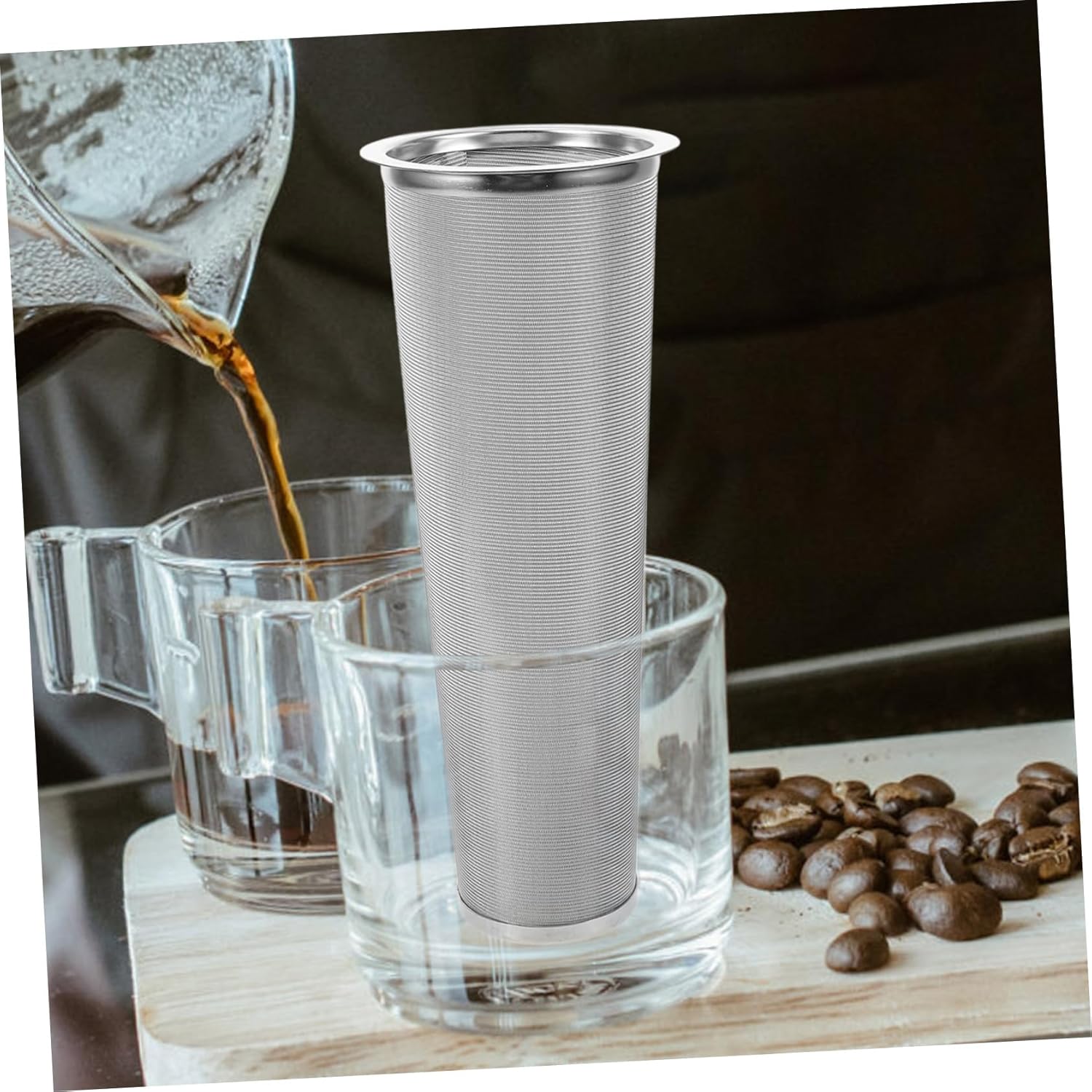 OUNONA 5pcs Mason Jars Filter Set Fine Mesh Filter Tea Infuser Stainless Steel Non-slip Base