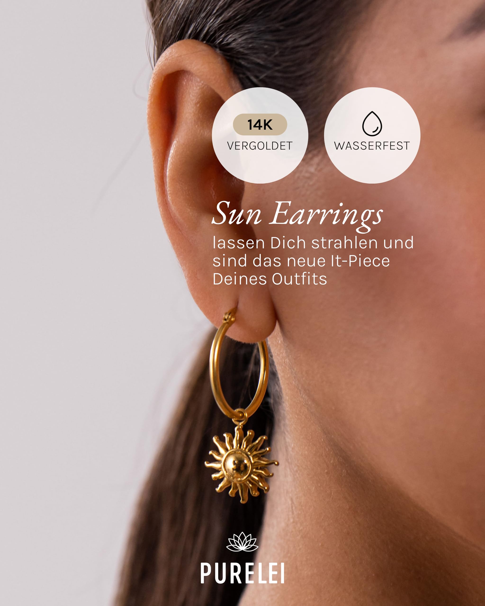 Purelei Sun Ohrringe – Damenohrringe aus langlebigem Edelstahl – Wasserfeste Ohrringe Damen – Modeschmuck für deinen individuellen Look
