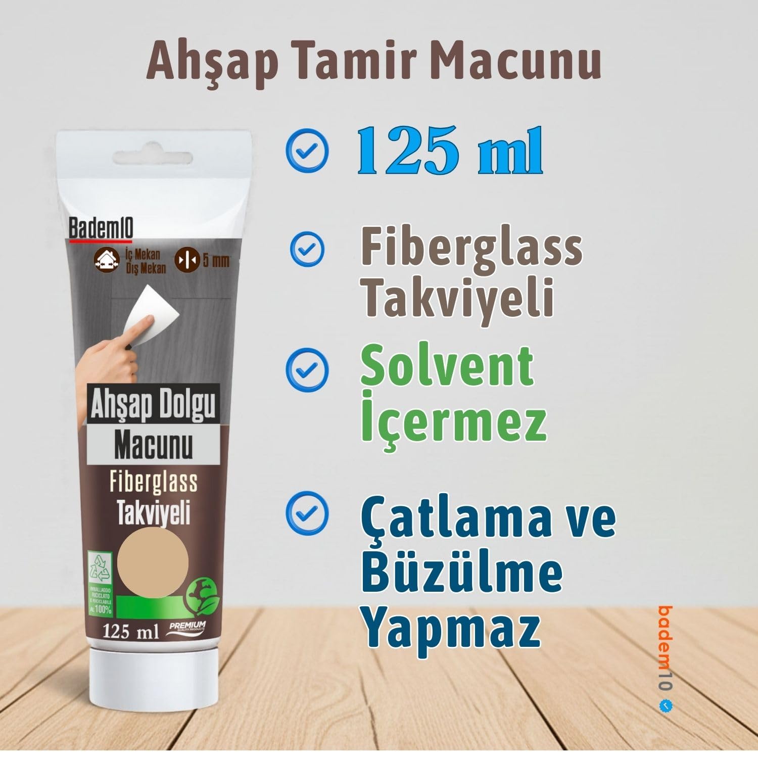 Ahşap Parke Tamir Macunu TİK Renk Mobilya Masa Dolgu Çatlak Çizik Giderici 125 ML Kullanıma Hazır