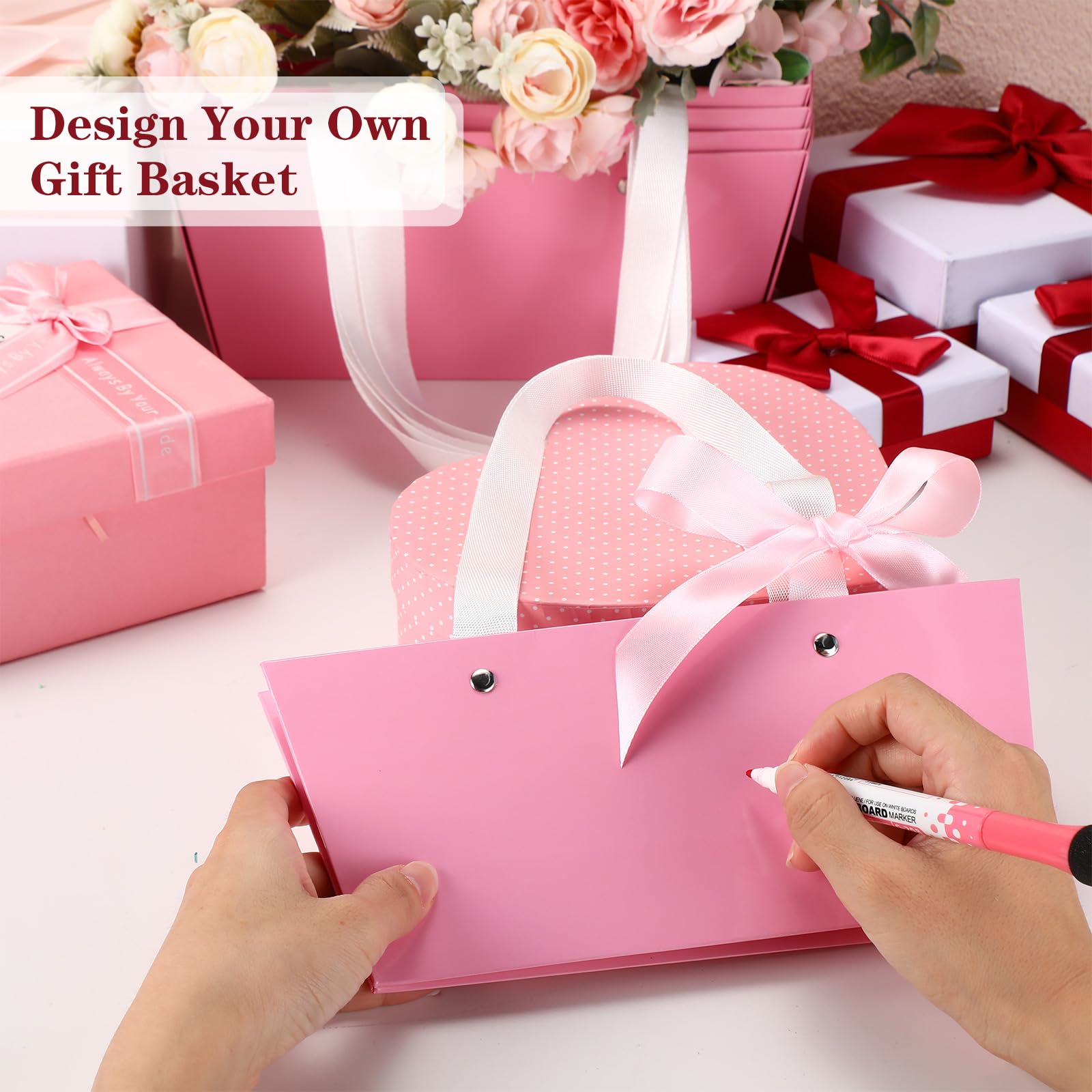 Glenmal 36 Stück Hochzeits-Geschenkkörbe, leer zum Befüllen, Großpackung, 24,9 x 16,5 x 10,9 cm, Kraftpapierkorb mit Griffen, Geschenkpapiertüten, Kraftkarton-Tablett für Geschenke, Party, Geburtstag,