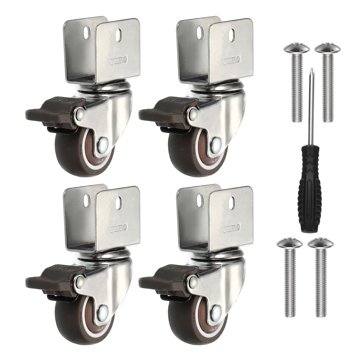 PATIKIL 2" Swivel Caster Wheels with 1" U Bracket, 4 Pack 360° Rotation Swivel Wheel with Brake Total Load 165lbs Locking Caster for Cabinet Furniture Table Replacement