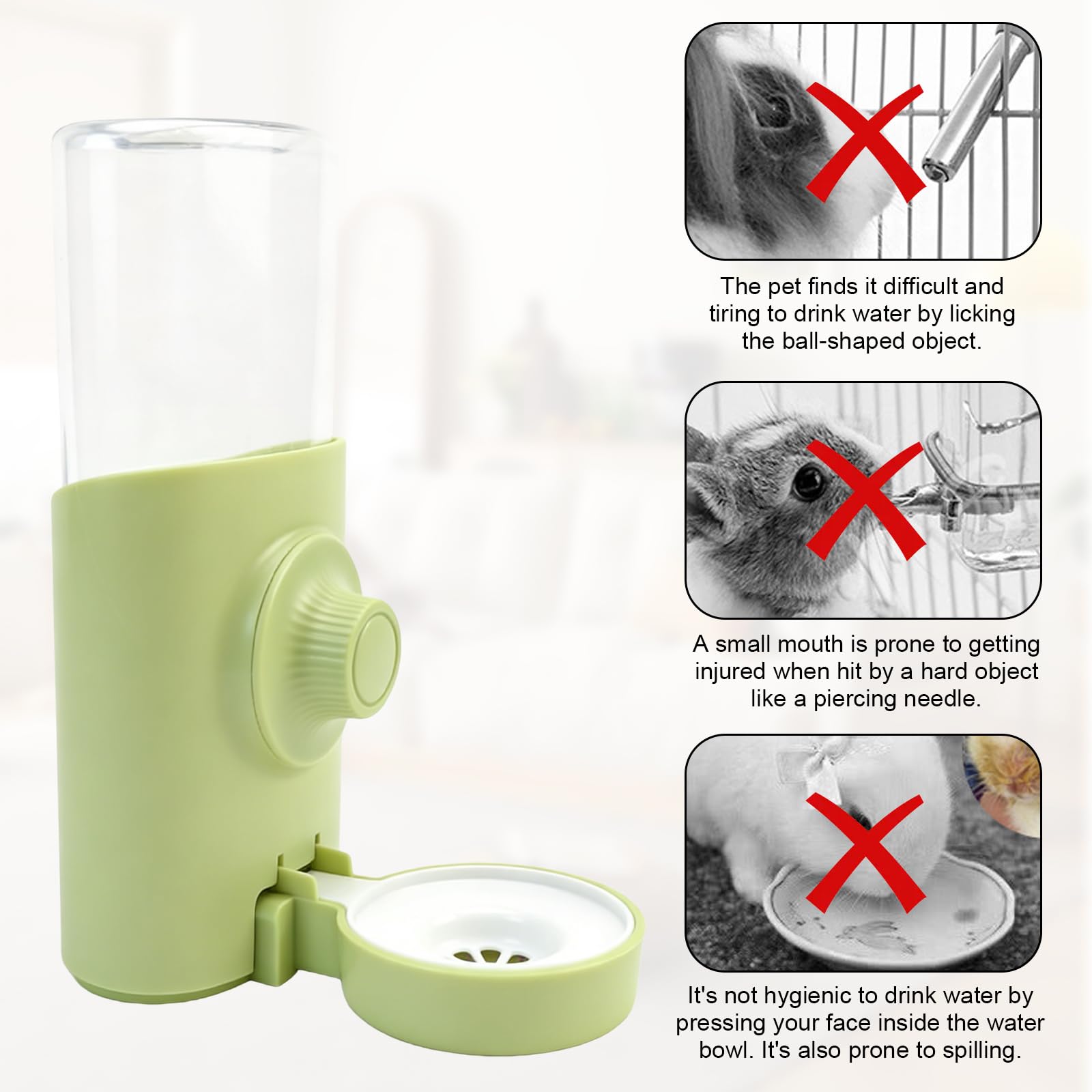 2 unidades dispensador automático de agua conejo: botella colgante para mascotas, botella de agua automática, botella de agua para conejos, chinchilla, erizo, ardilla, hurón (azul + verde, 600