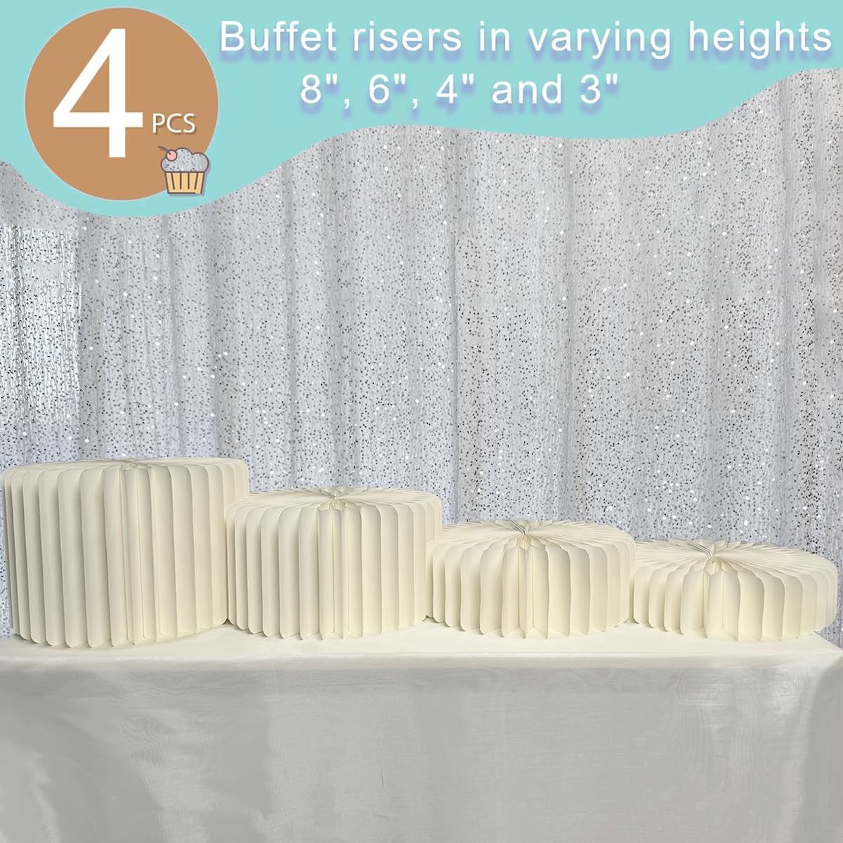 4 Pcs Buffet Risers Food Risers for Buffet Table Display as Buffet Risers and Stands Food Risers Cupcake Stands Cupcake Display for Party Table Stands ，Including 7.9", 5.9", 3.9" 2.8" (White, 4pcs/A)