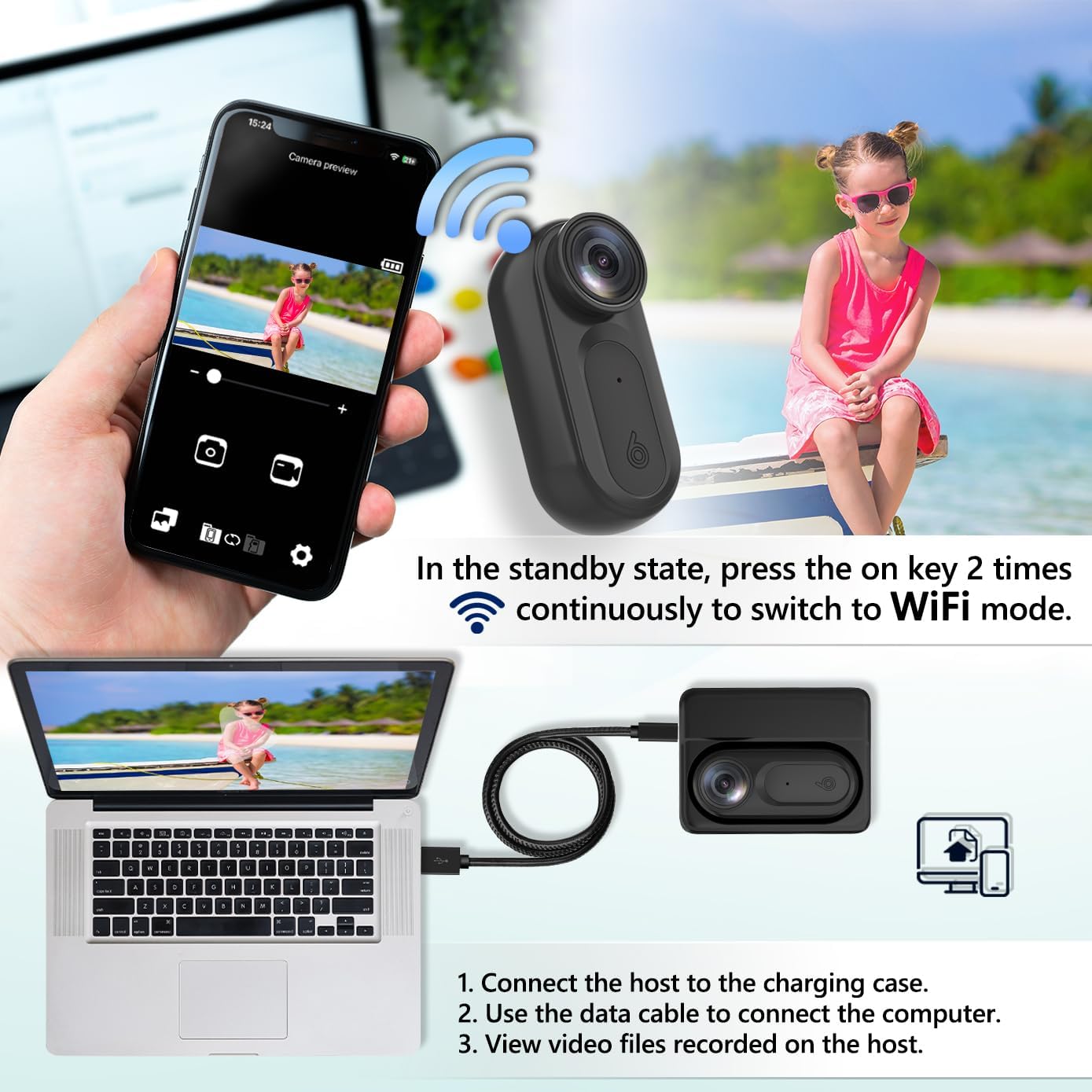 Muayb Mini Body Camera submerged in water